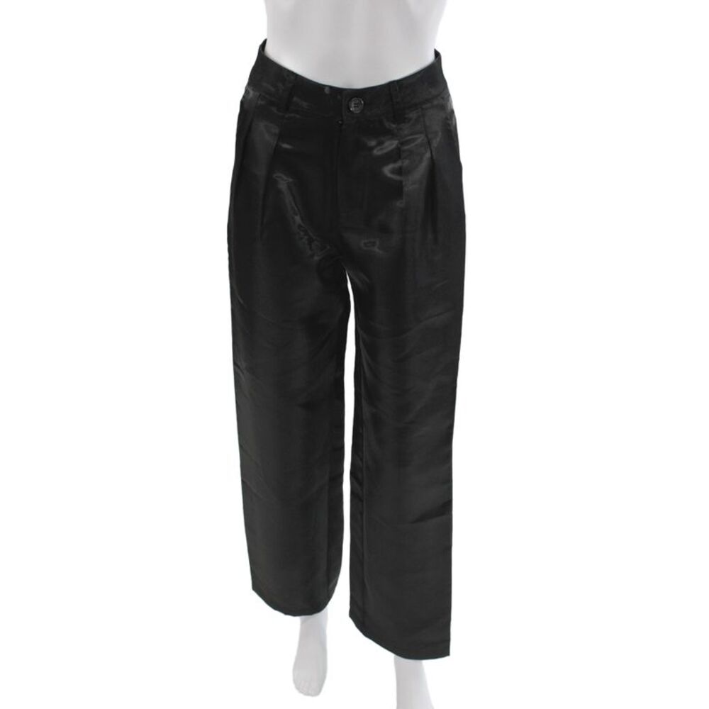 House of Harlow 1960 Womens Dress Pants Black Satin Button Classic Size XS
